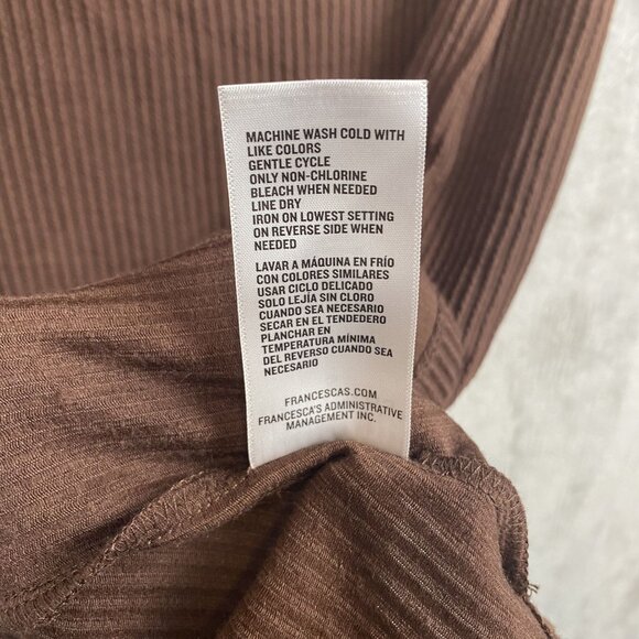 Francescas Brown Ribbed Long Sleeve Tunic Top Size Small - Picture 5 of 9
